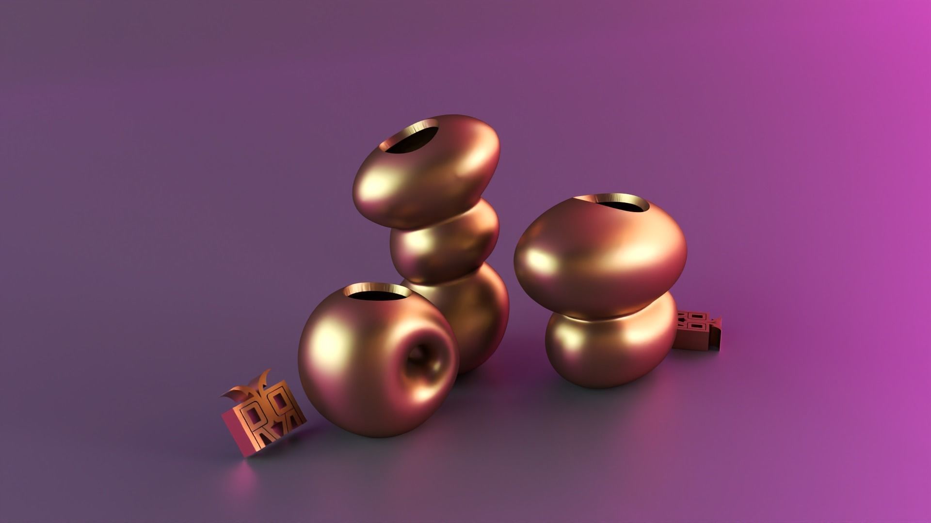  Vase Pebble Flower 3D print model_1