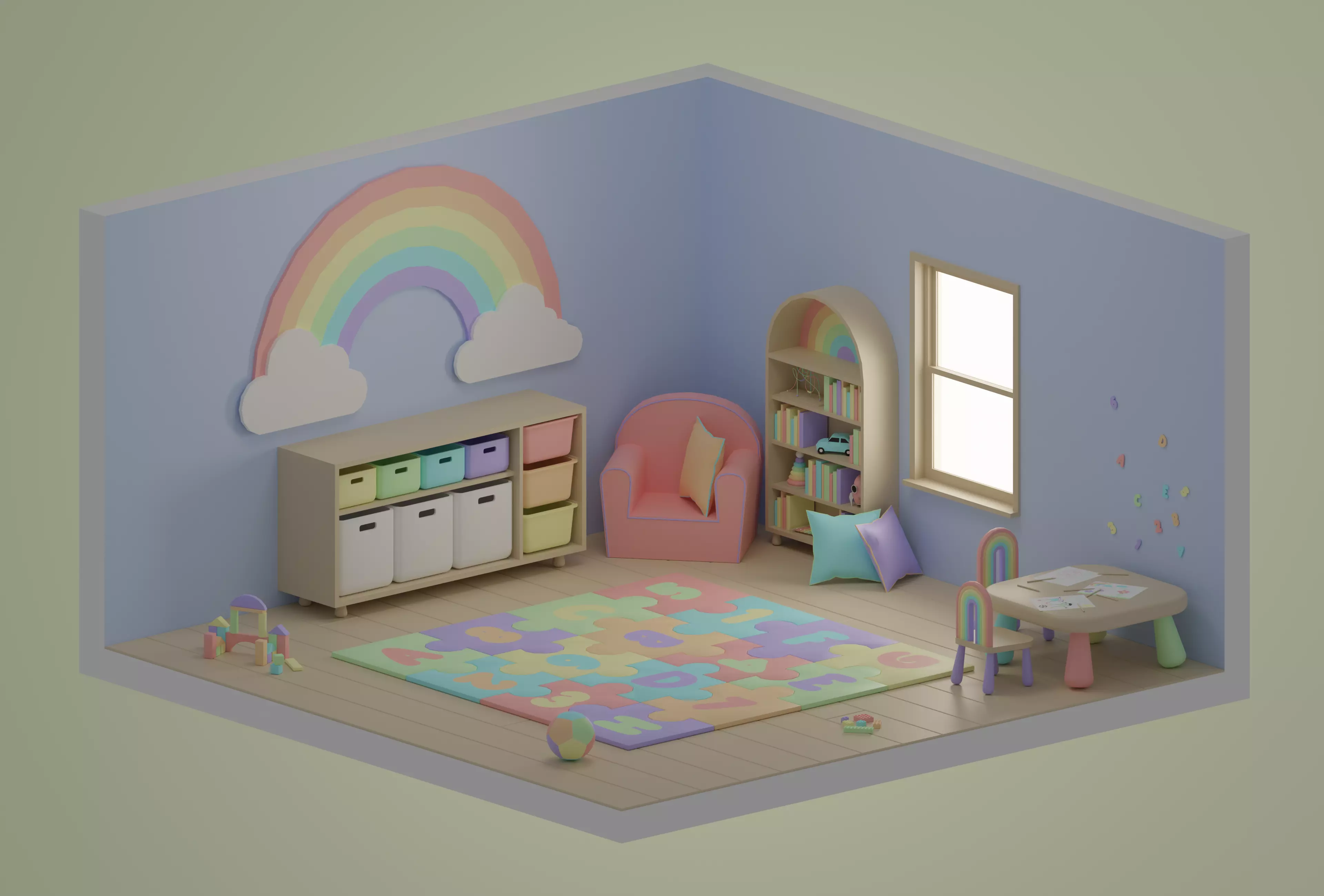 Playroom Low-poly 3D model