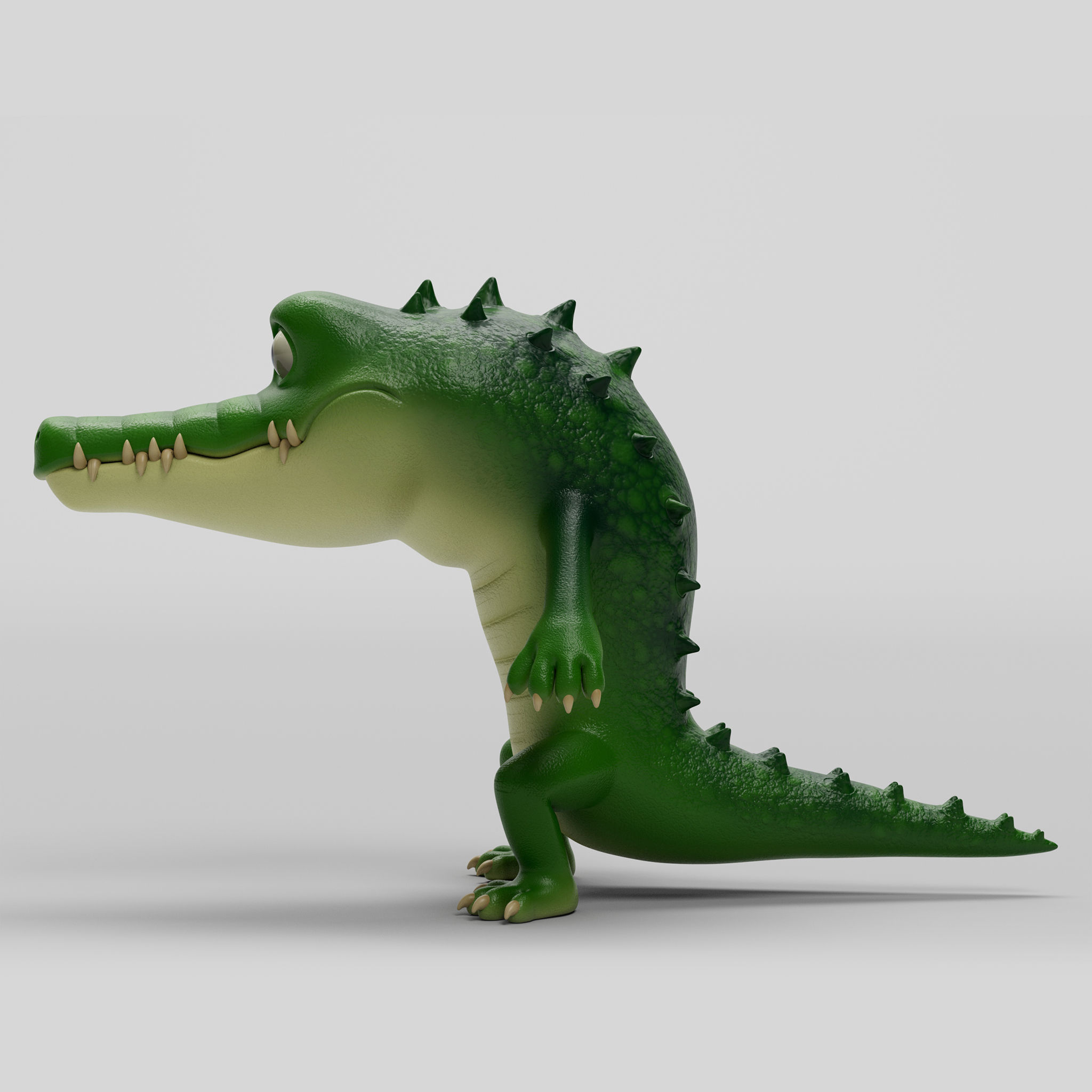 Crocodile cartoon character modeling textures  3D model_3