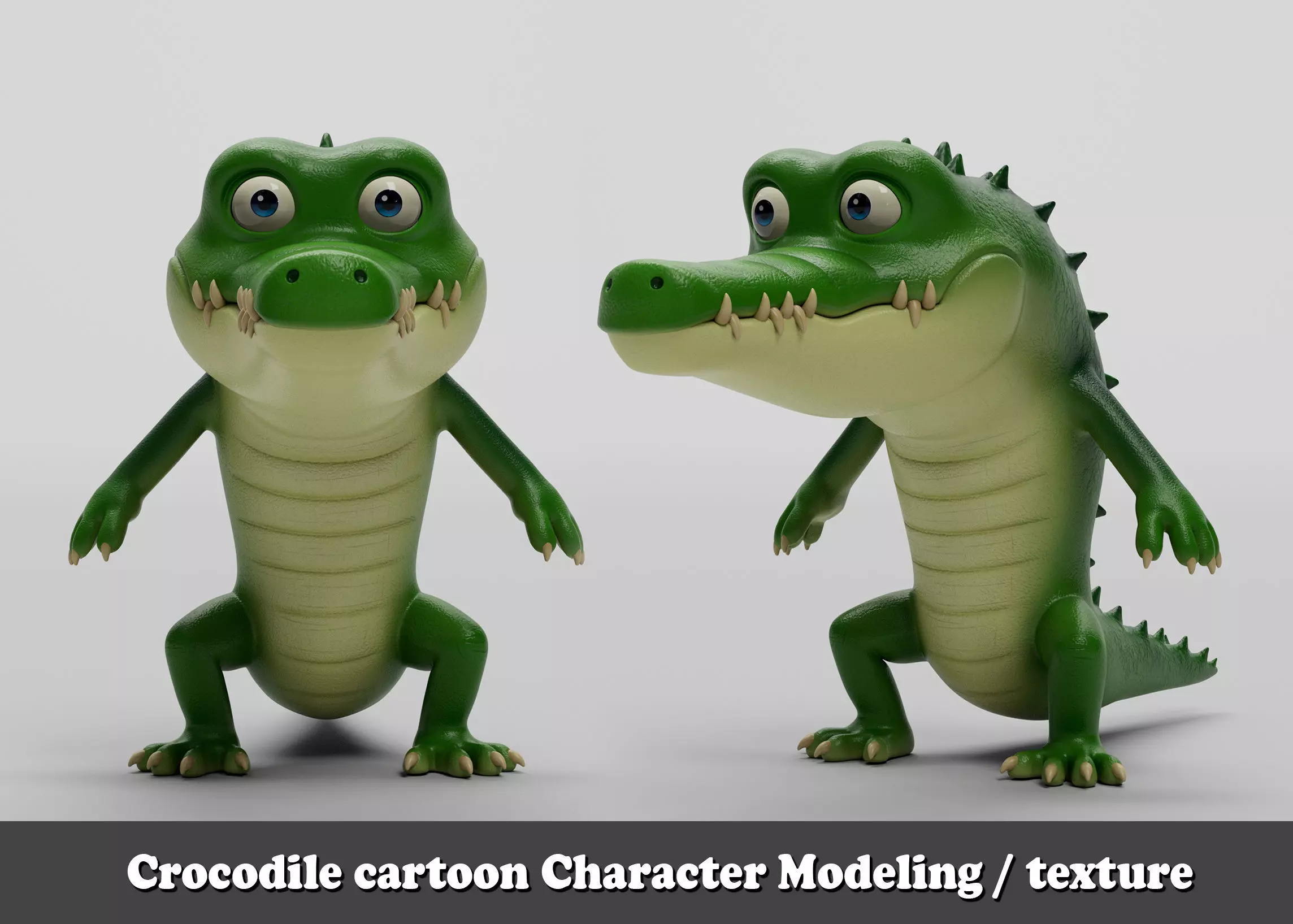 Crocodile cartoon character modeling textures  3D model_0