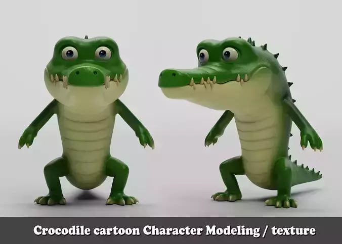 Crocodile cartoon character modeling textures  3D model