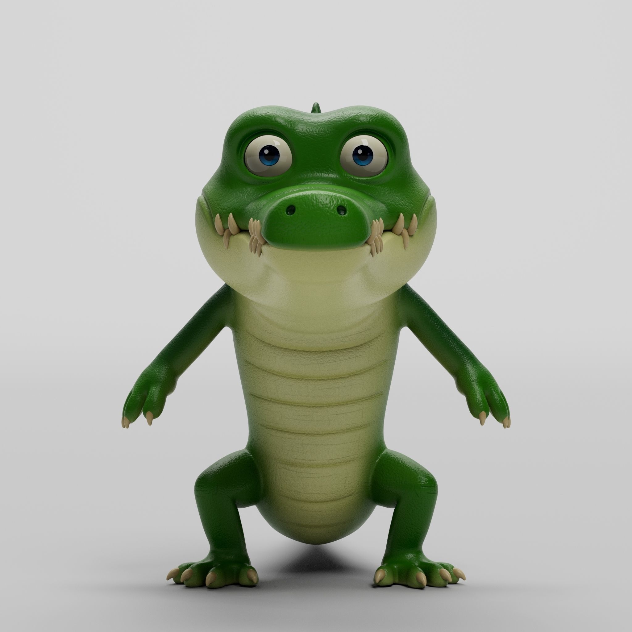 Crocodile cartoon character modeling textures  3D model_1