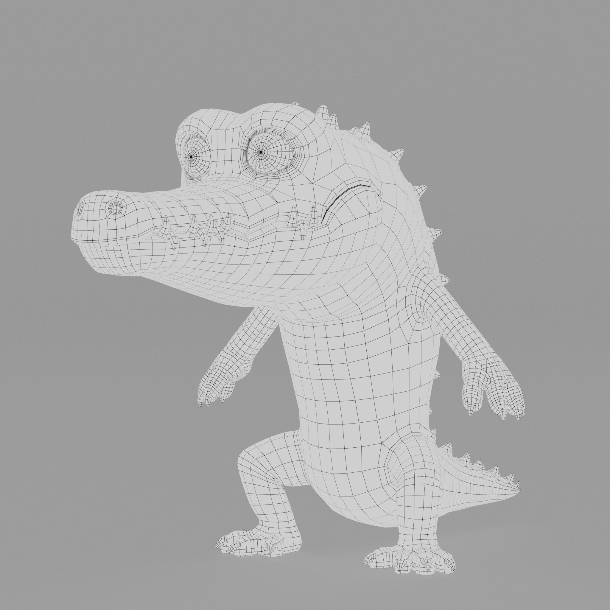 Crocodile cartoon character modeling textures  3D model_11
