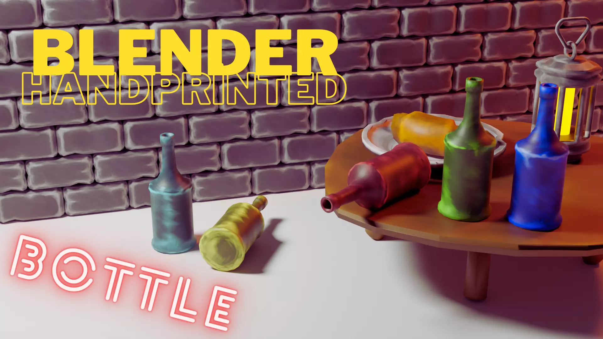 Blender - Handpainted bottle - 01 3D model