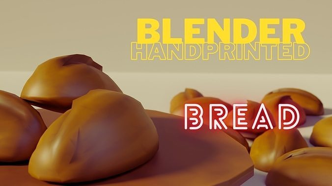 Blender - Handpainted bread - 01 3D model