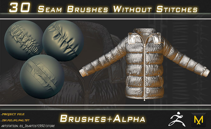 30 Seam Brushes Without Stitches 3D model
