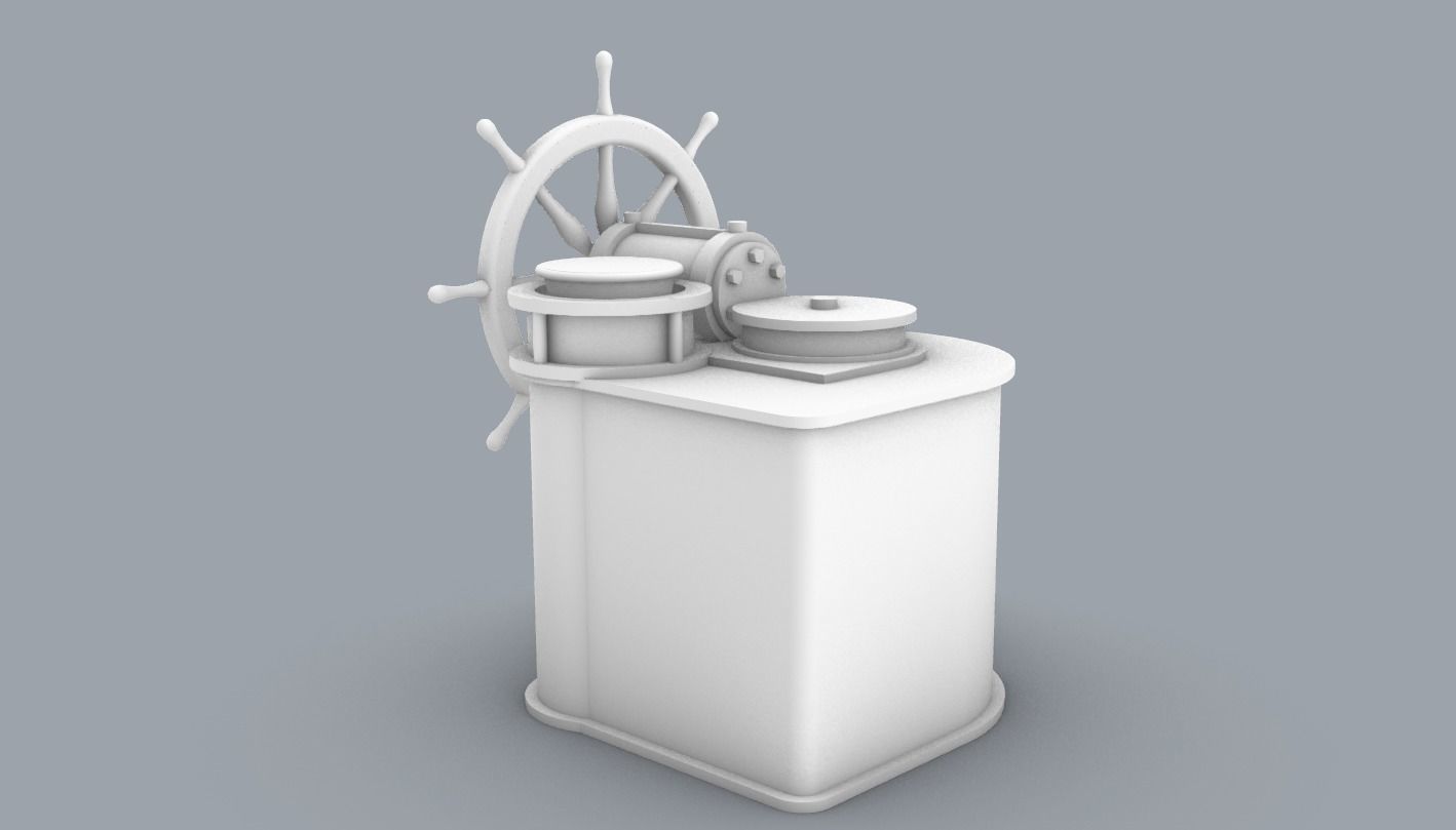 Helm with Ships Wheel  Low-poly 3D model_1