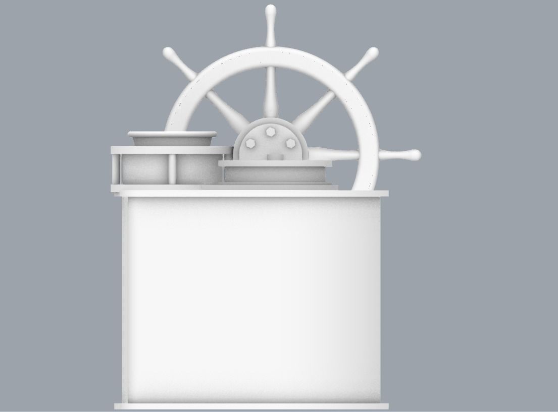 Helm with Ships Wheel  Low-poly 3D model_10