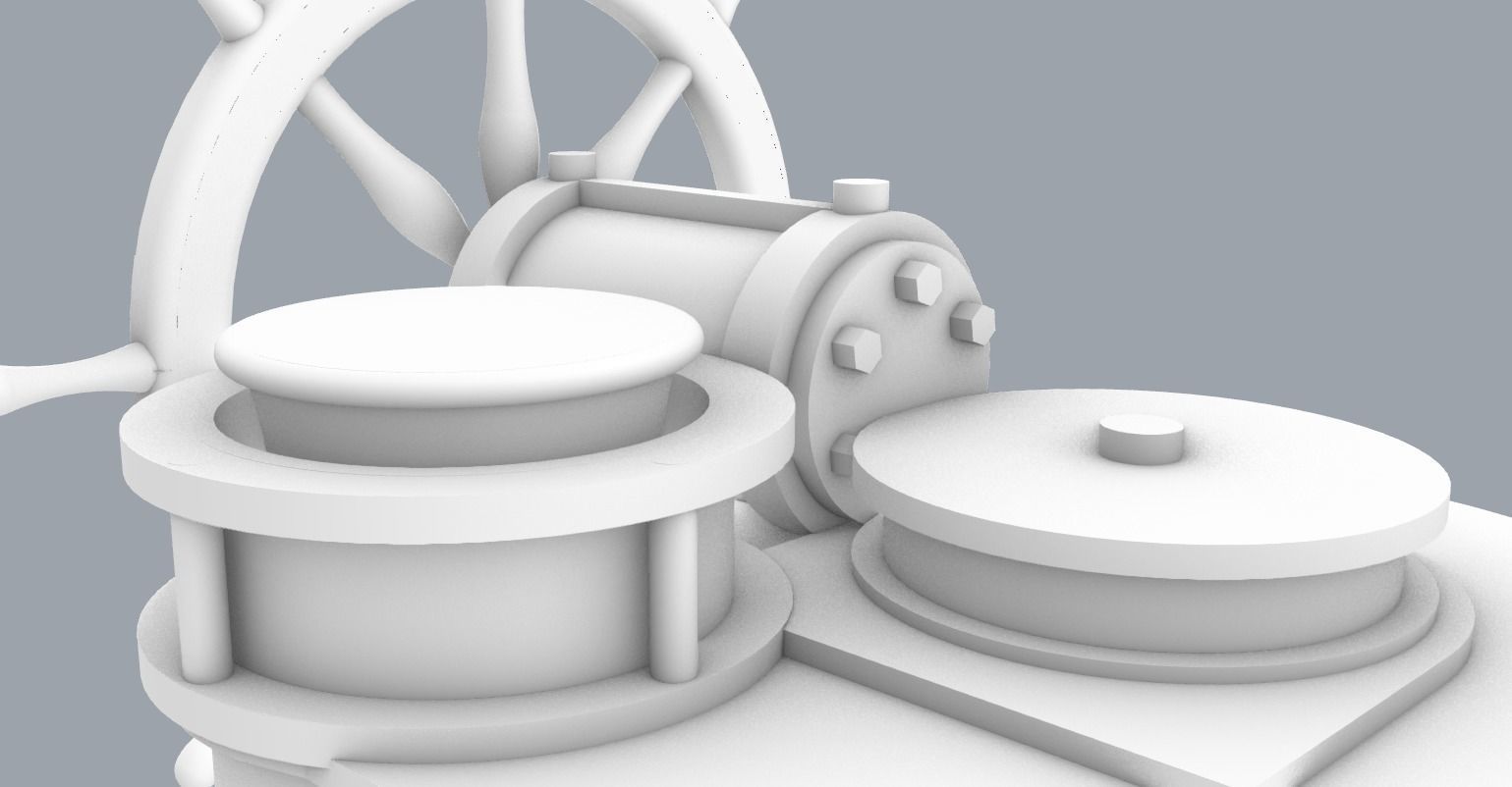Helm with Ships Wheel  Low-poly 3D model_4