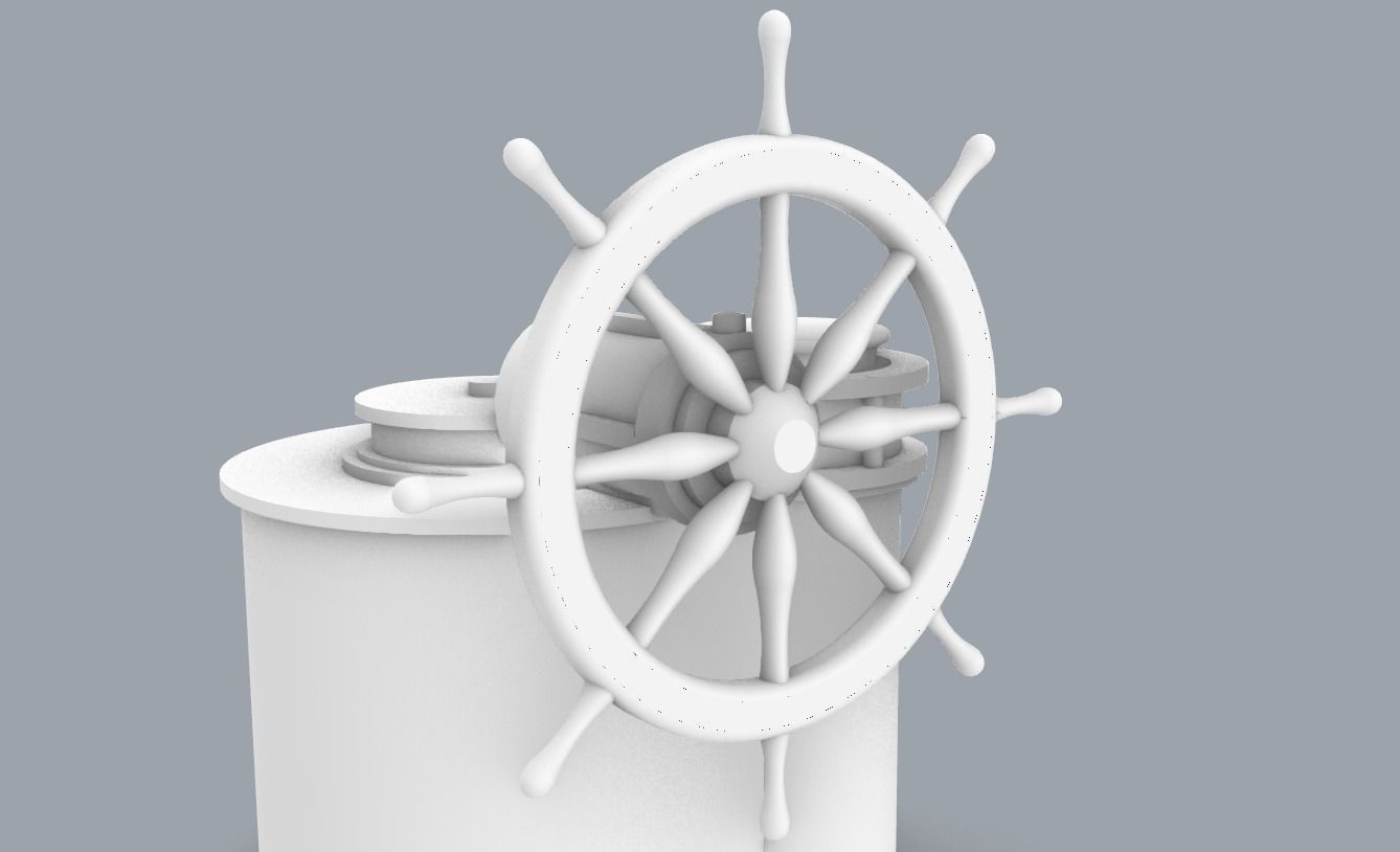 Helm with Ships Wheel  Low-poly 3D model_3