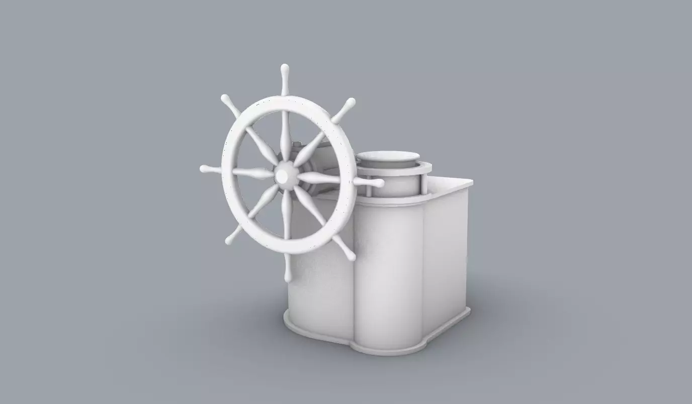 Helm with Ships Wheel  Low-poly 3D model_0