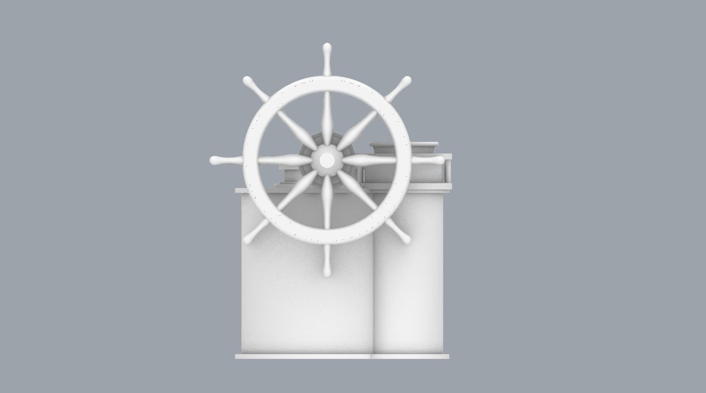 Helm with Ships Wheel  Low-poly 3D model_14