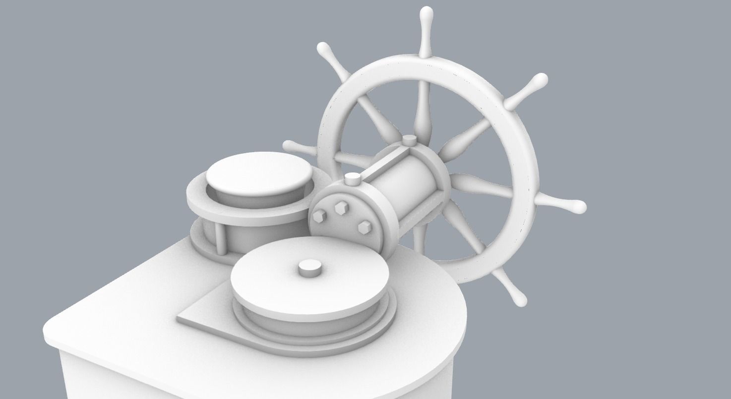 Helm with Ships Wheel  Low-poly 3D model_2