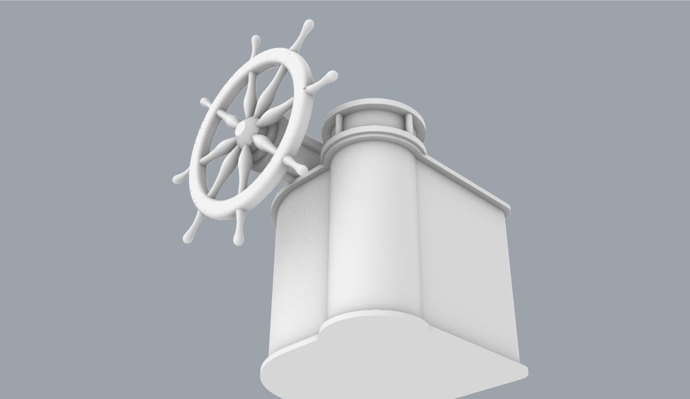 Helm with Ships Wheel  Low-poly 3D model_6