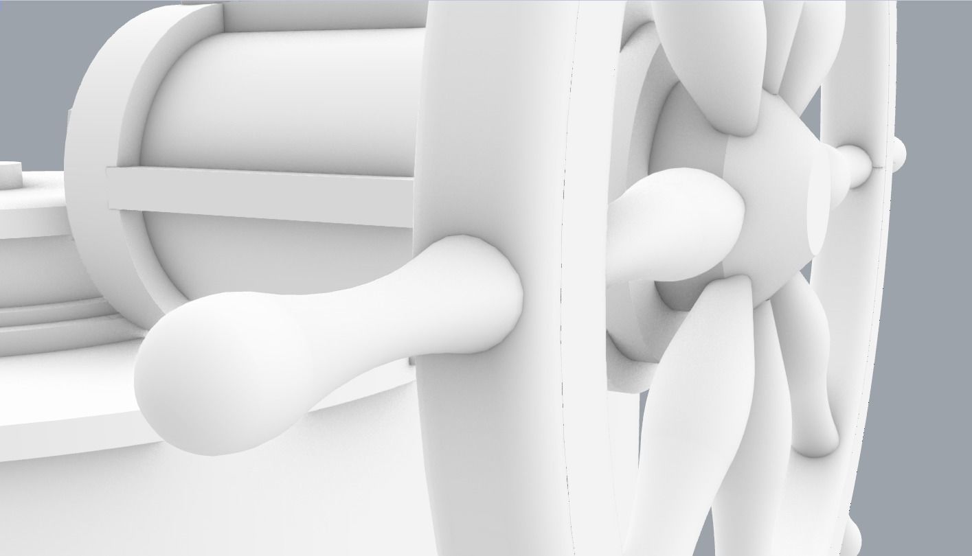 Helm with Ships Wheel  Low-poly 3D model_5