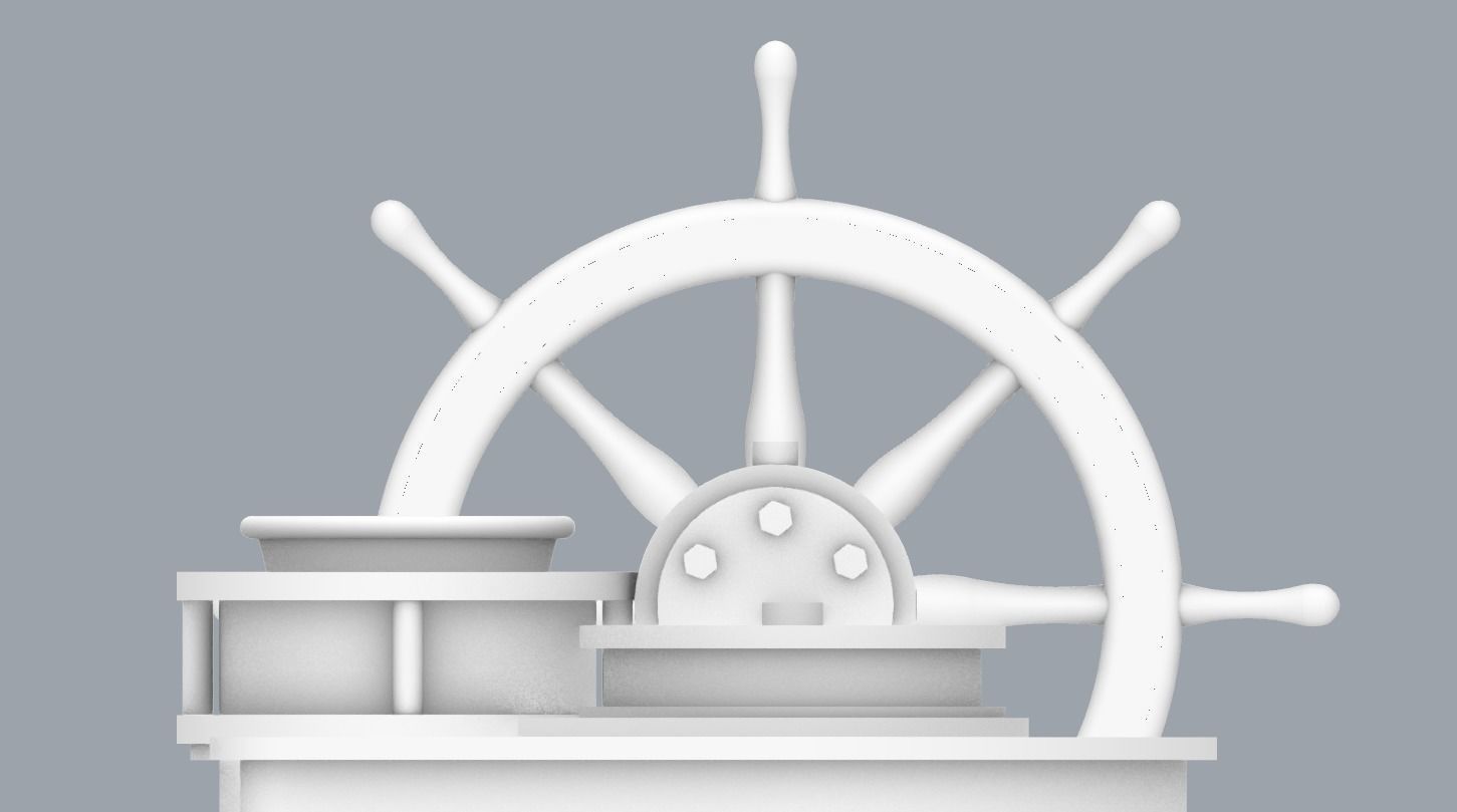 Helm with Ships Wheel  Low-poly 3D model_11