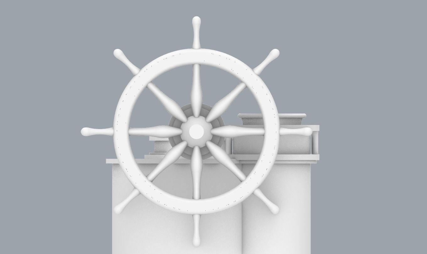 Helm with Ships Wheel  Low-poly 3D model_13