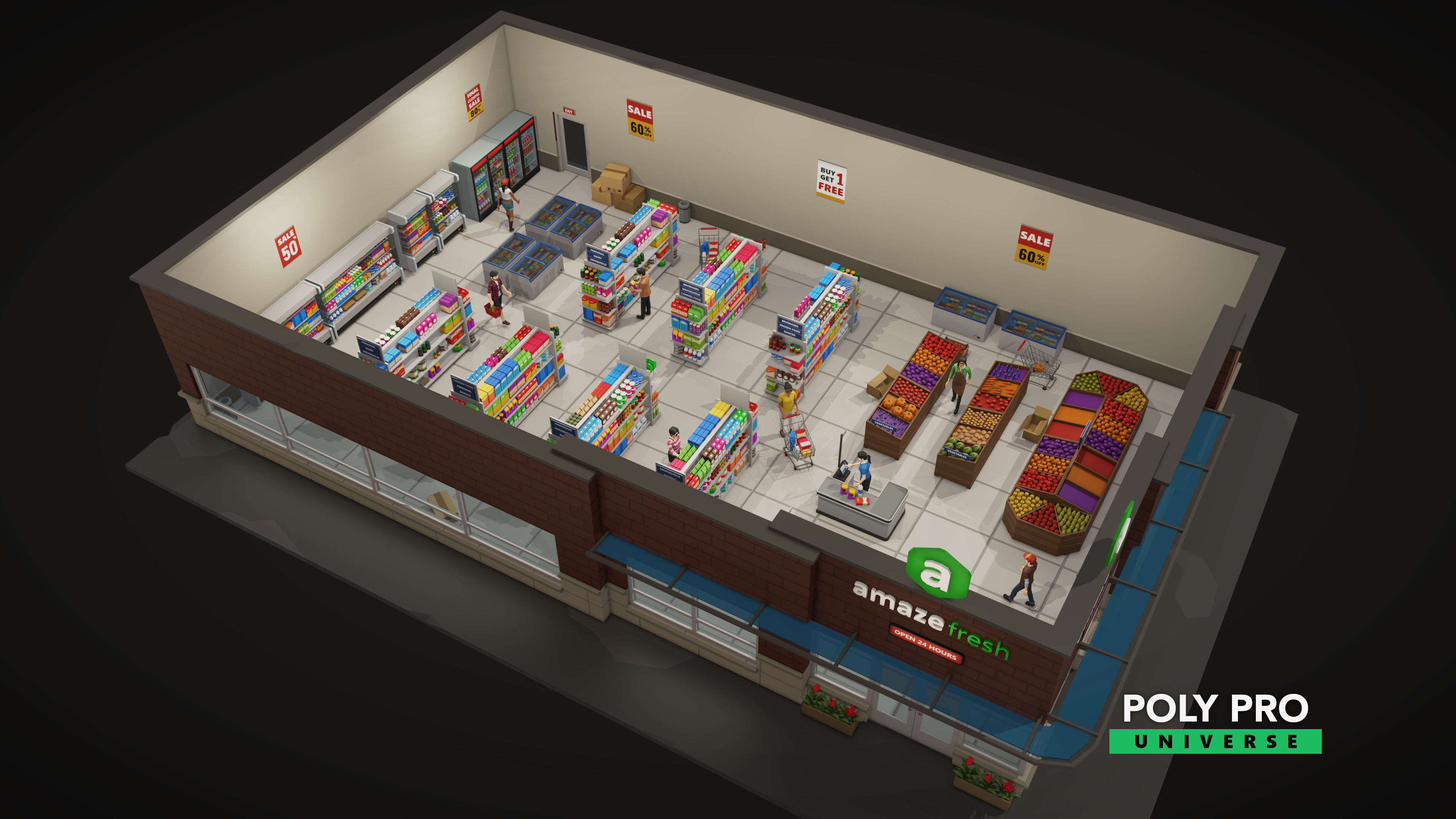 Poly Pro Universe - Low Poly City World Assets Low-poly 3D model_86