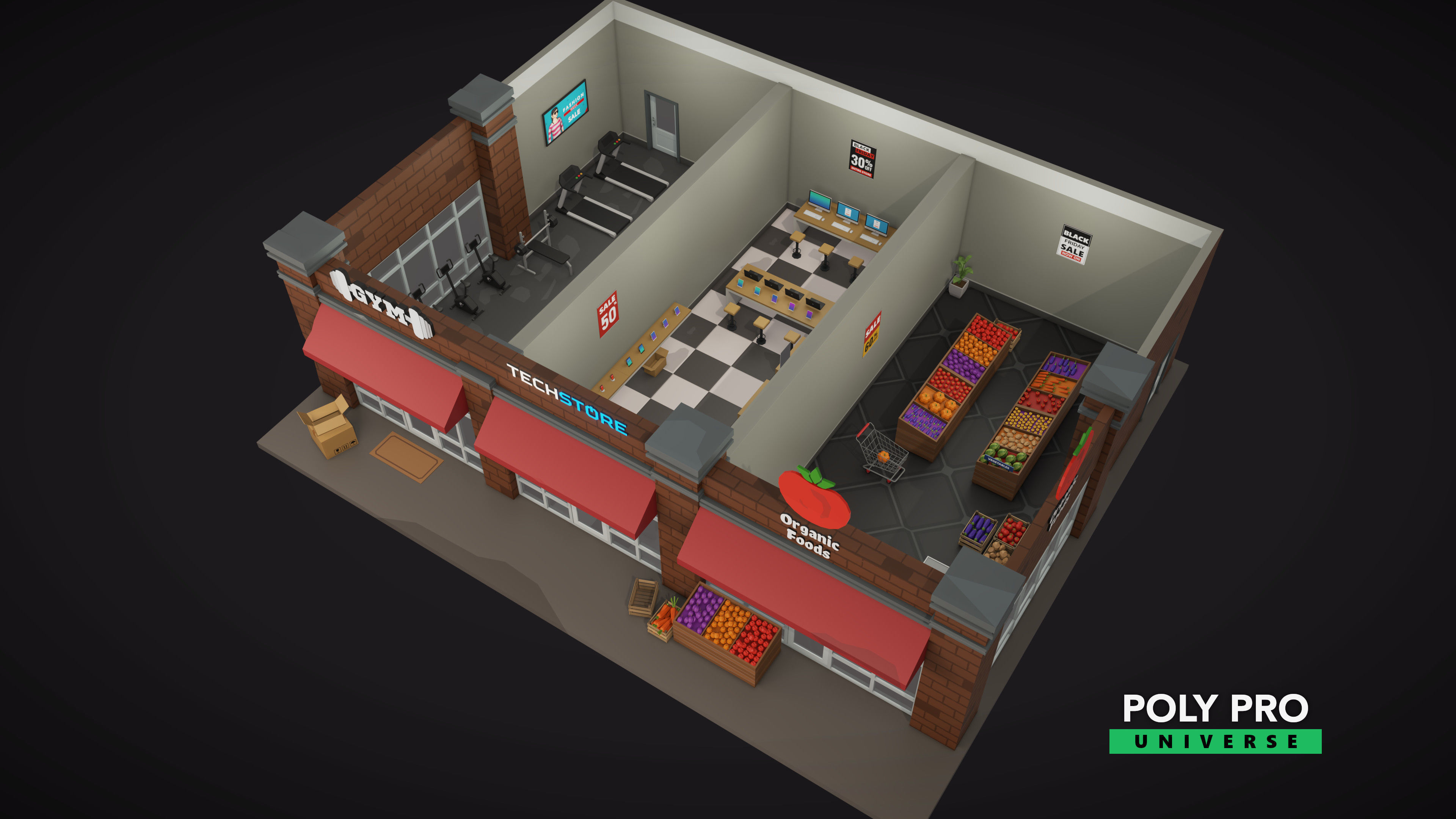 Poly Pro Universe - Low Poly City World Assets Low-poly 3D model_87