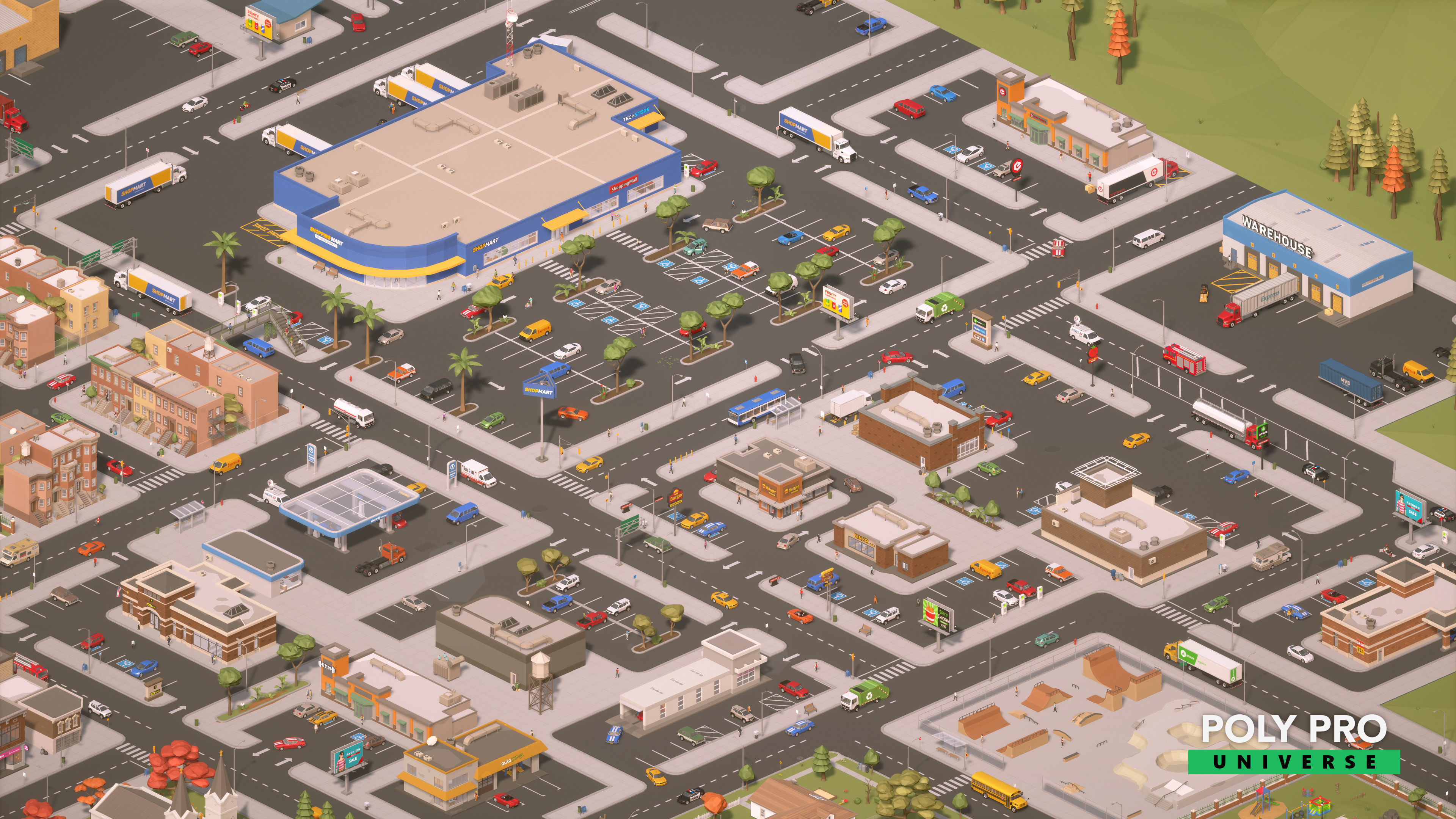Poly Pro Universe - Low Poly City World Assets Low-poly 3D model_25