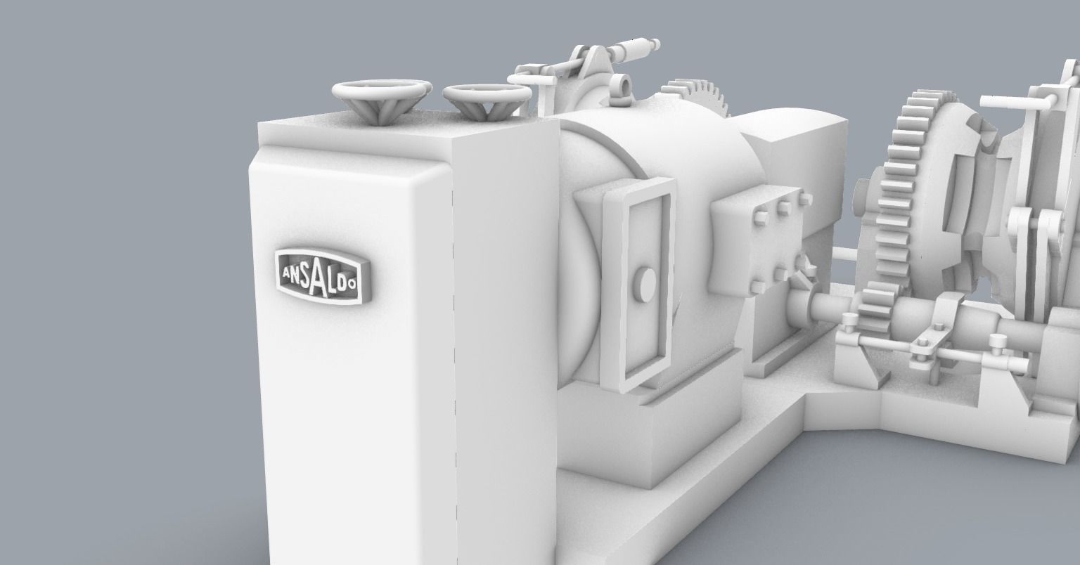 3D model Double Drum Boat Anchor Winch Windlass ANSALDO VR / AR / low ...