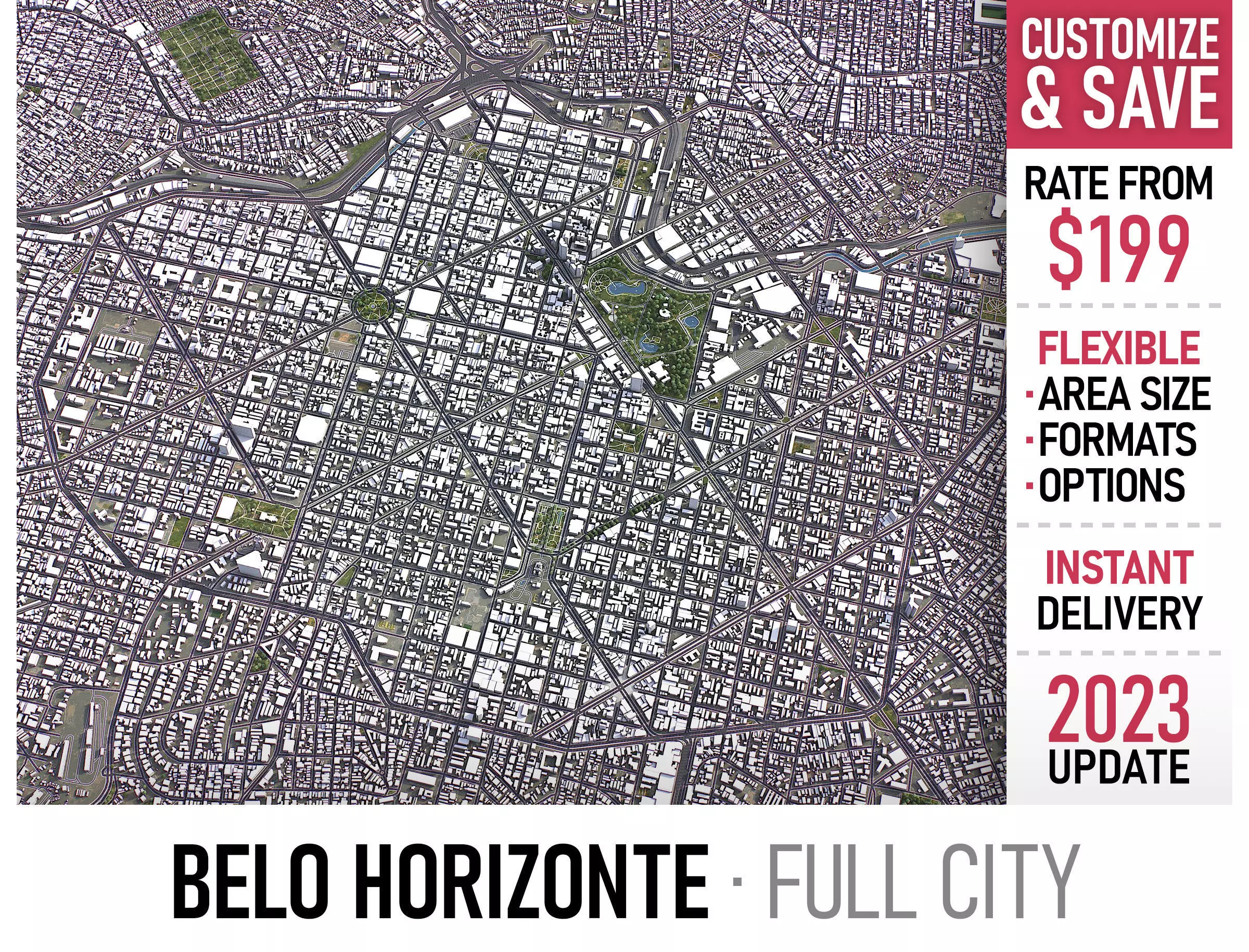 Belo Horizonte - 3D City Model Low-poly 3D model_0