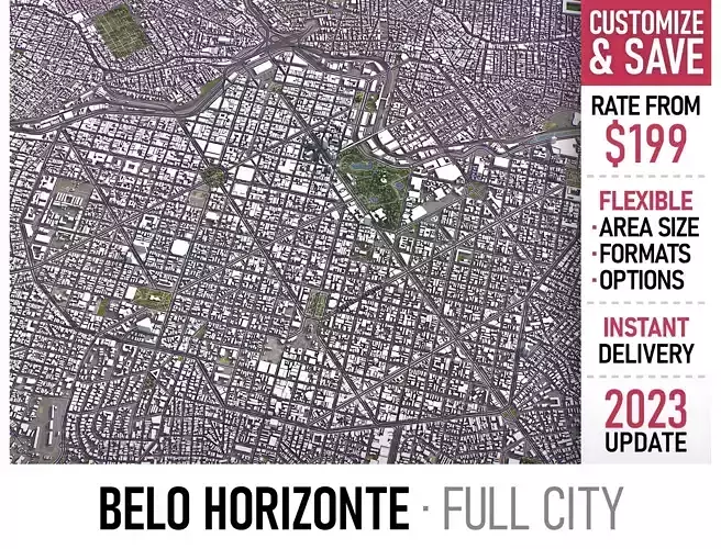 Belo Horizonte - 3D City Model Low-poly 3D model