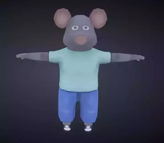 3D mouse handpaint lowpoly game ready