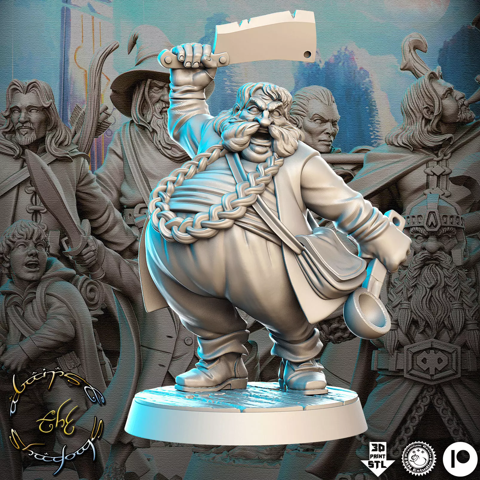 Bombur The Hobbit The Lord of the Rings LOTR 32mm Pre-supported 3D print model_0