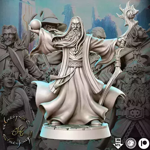 Saruman The Hobbit The Lord of the Rings LOTR 32mm Pre-supported 3D print model