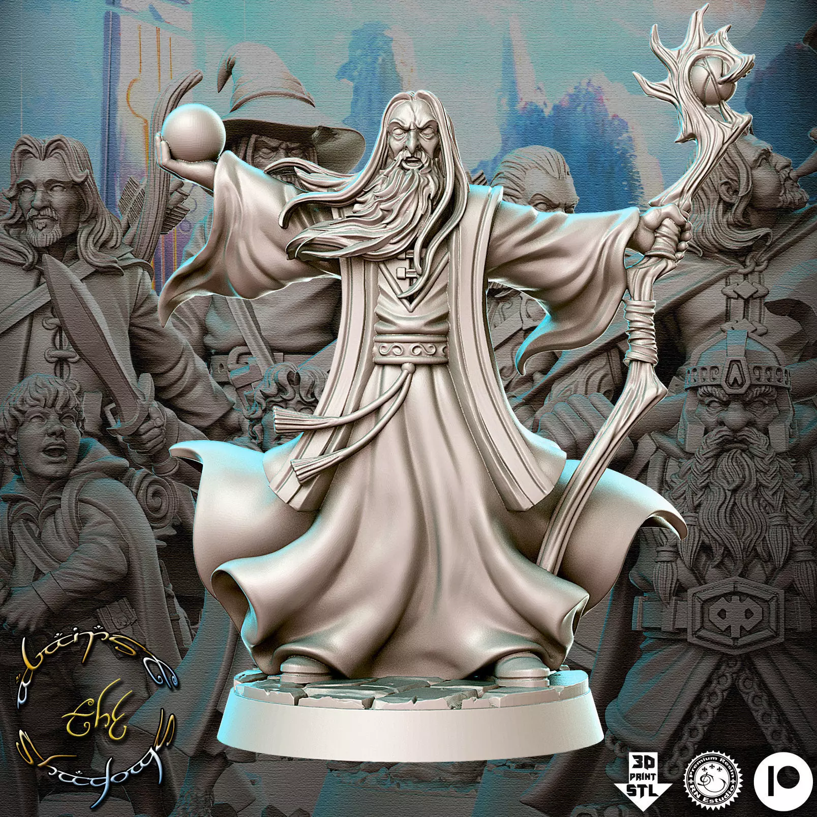 Saruman The Hobbit The Lord of the Rings LOTR 32mm Pre-supported 3D print model_0