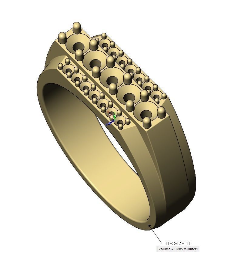 Iced diamond stepped rectangular signet US sizes 7to10 3D print model_12