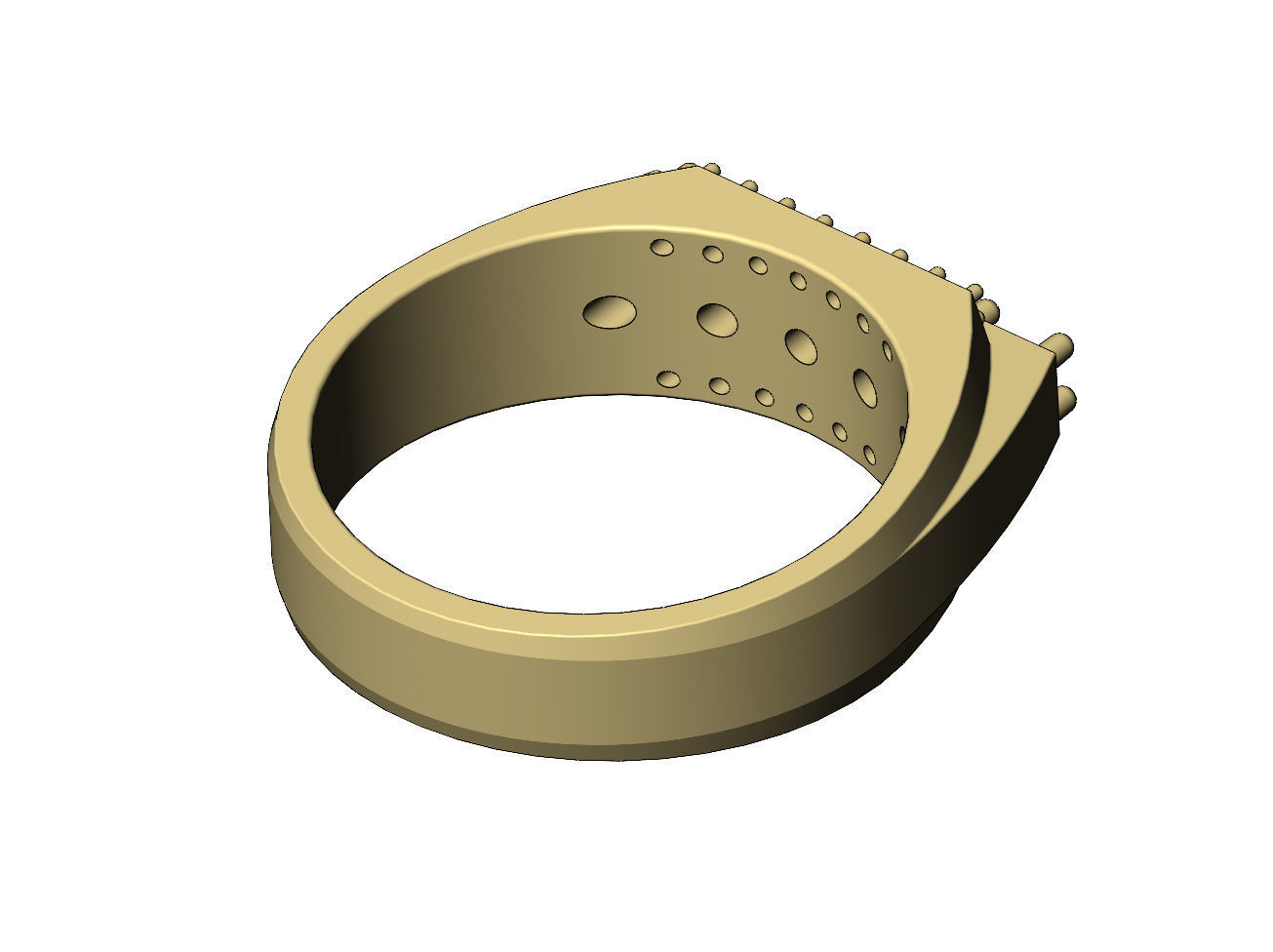 Iced diamond stepped rectangular signet US sizes 7to10 3D print model_10