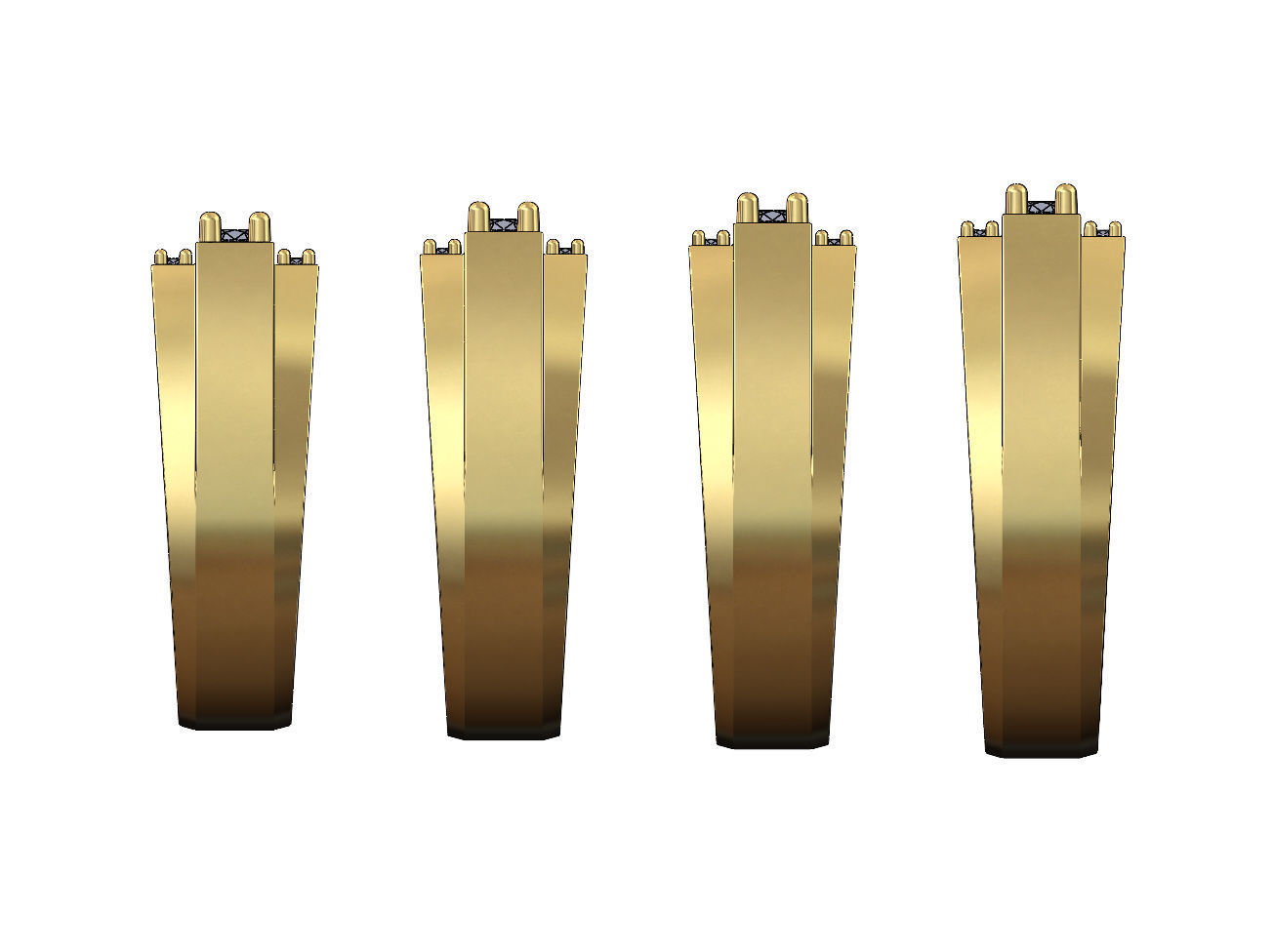 Iced diamond stepped rectangular signet US sizes 7to10 3D print model_1