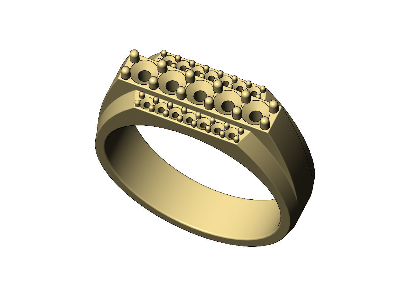 Iced diamond stepped rectangular signet US sizes 7to10 3D print model_6