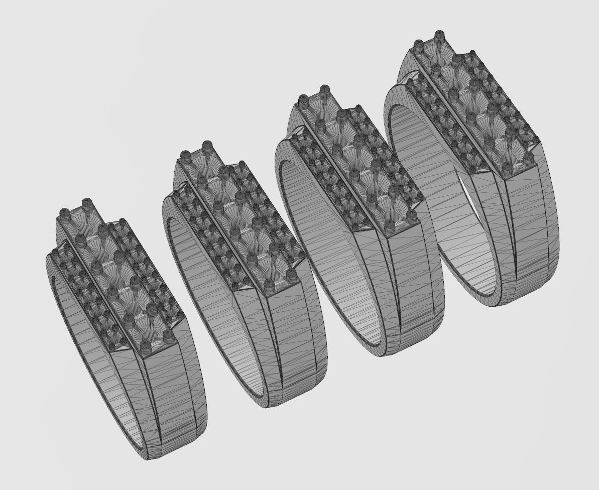 Iced diamond stepped rectangular signet US sizes 7to10 3D print model_13