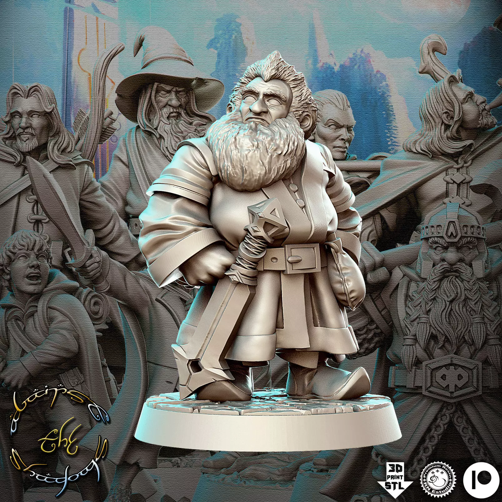 Balin The Hobbit The Lord of the Rings LOTR 32mm Pre-supported 3D print model_0