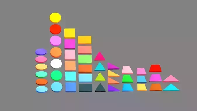 A bunch of colorful building blocks Low-poly 3D model