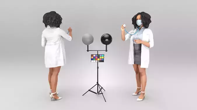 Female doctor in medical attire with stethoscope 401 Low-poly 3D model