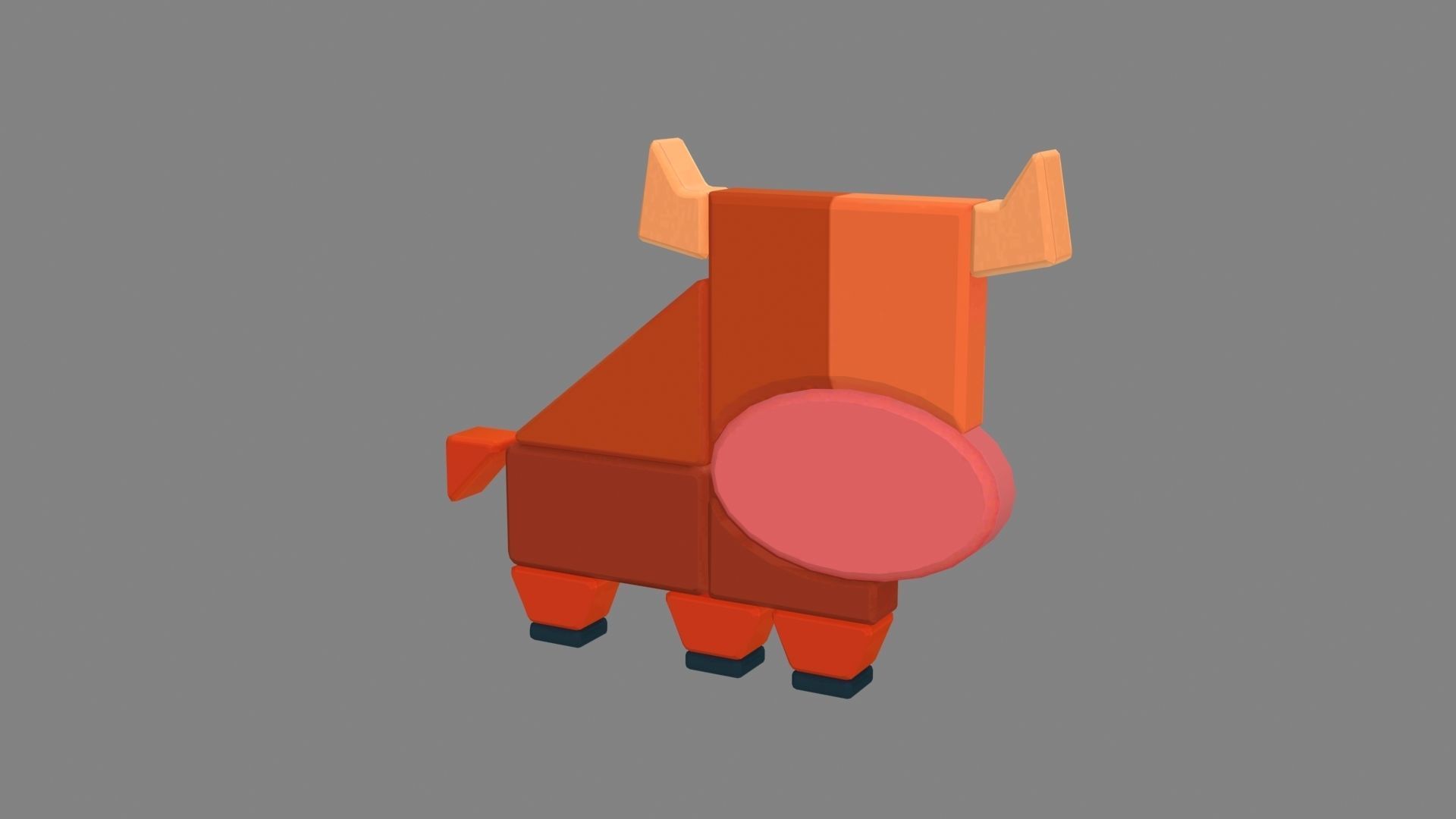 Animal shape blocks - Splicing to assemble building block bull Low-poly 3D model_2