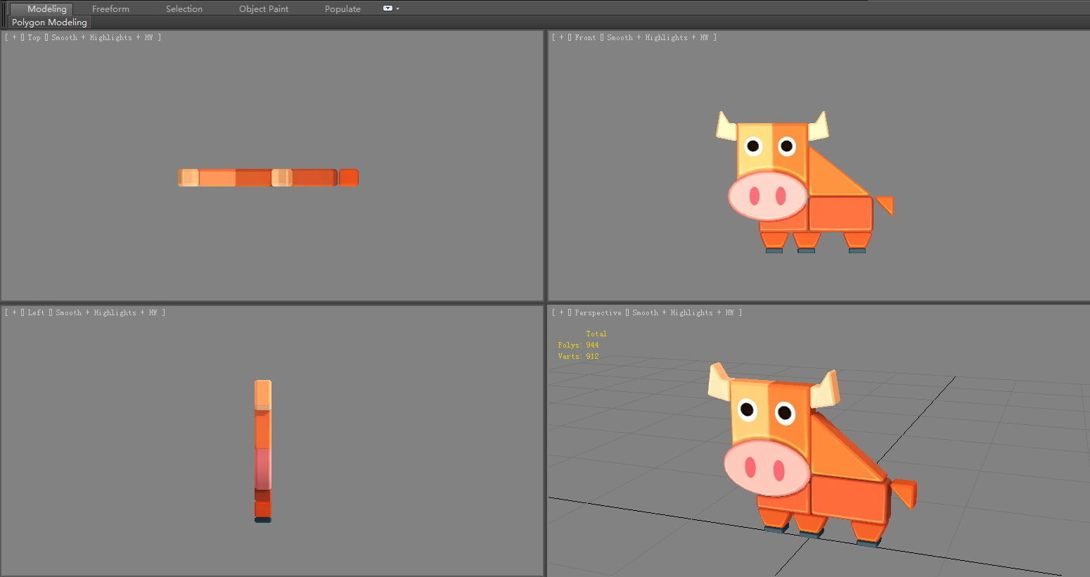 Animal shape blocks - Splicing to assemble building block bull Low-poly 3D model_4
