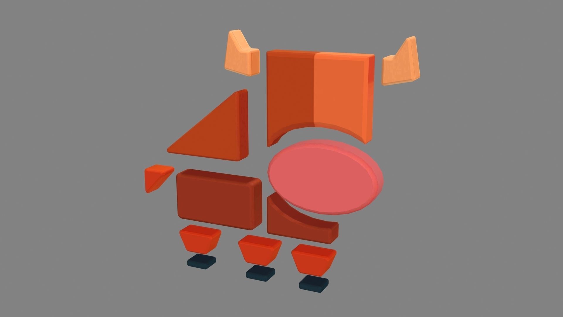 Animal shape blocks - Splicing to assemble building block bull Low-poly 3D model_3