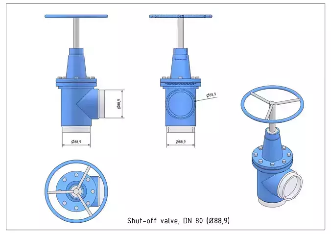 Shut-off valve DN80 3D model