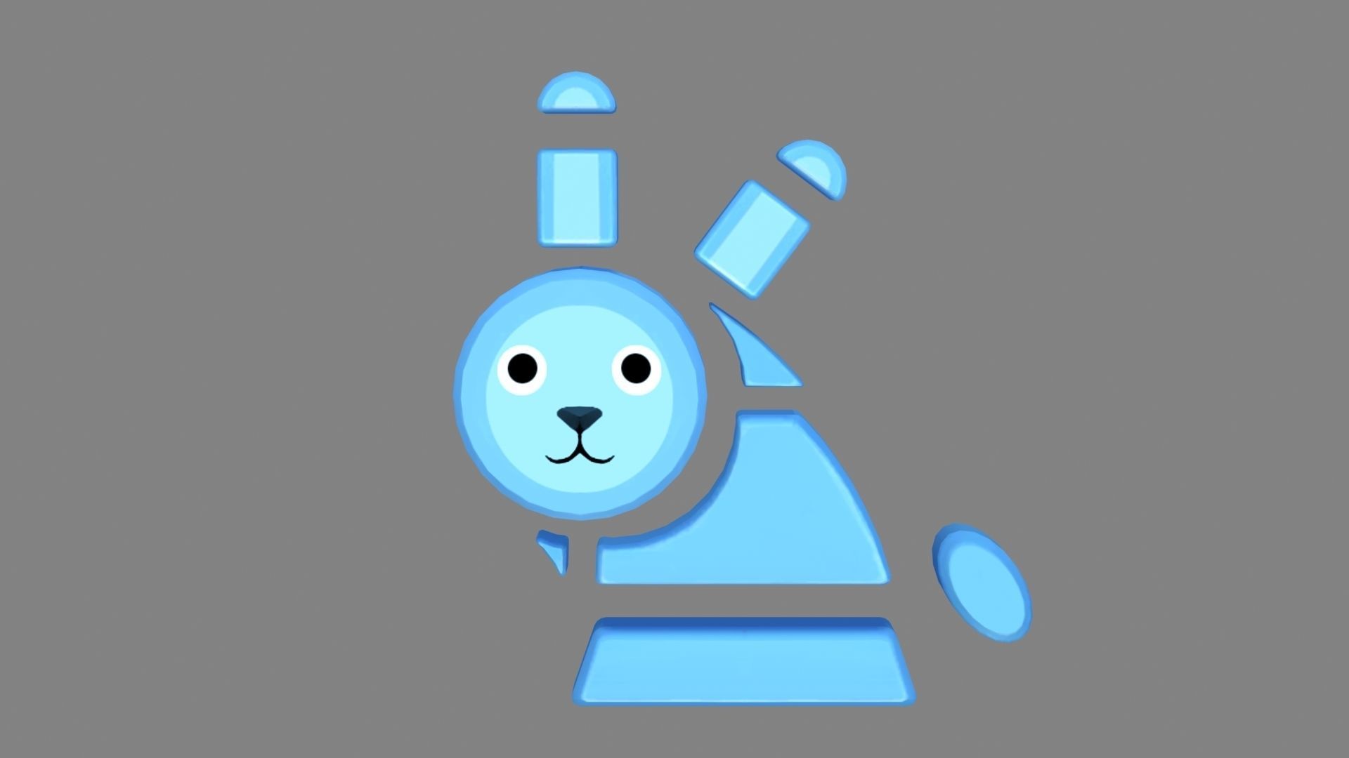 Animal shape blocks -  Blue Rabbit toys Low-poly 3D model_1
