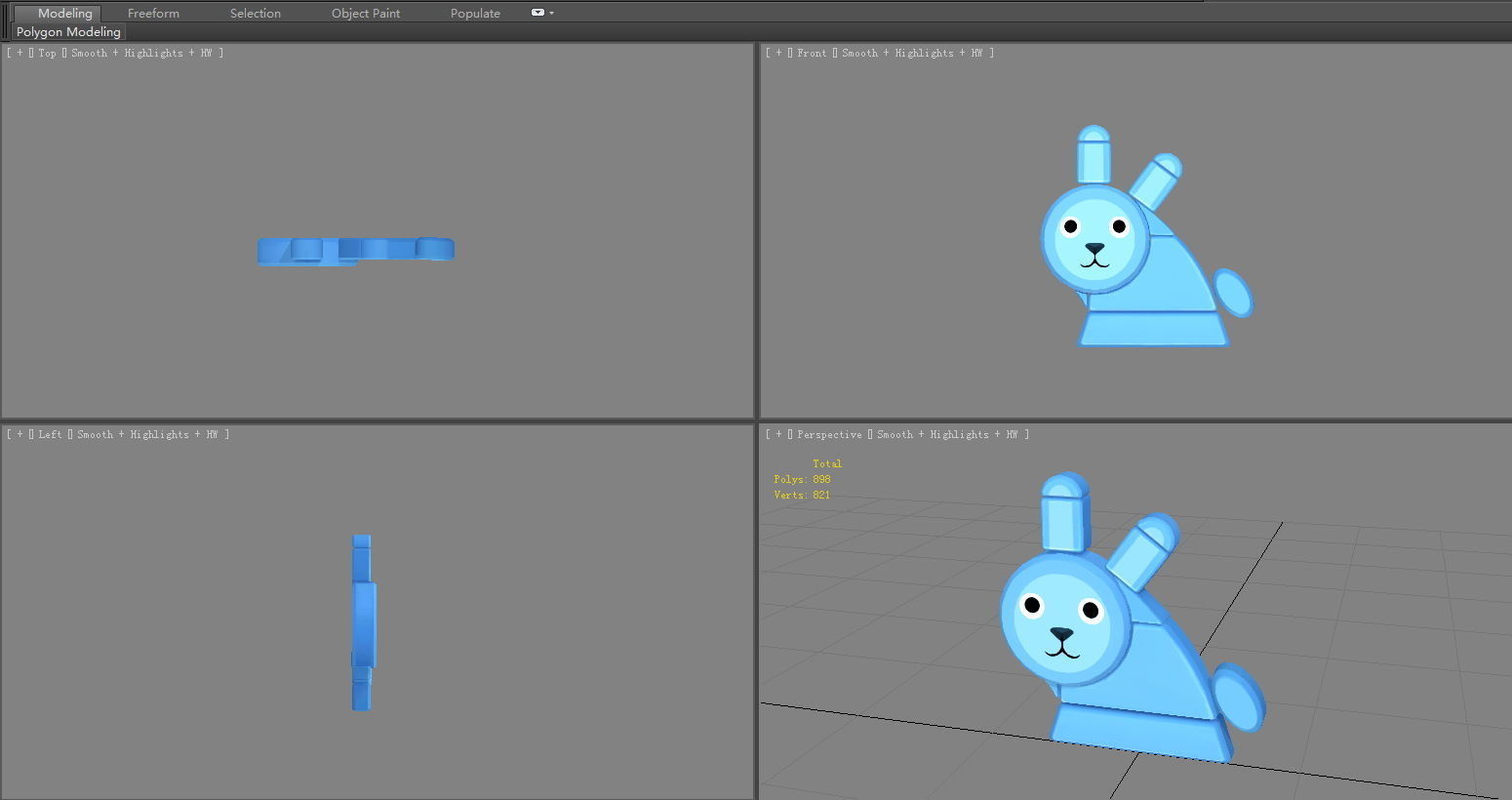 Animal shape blocks -  Blue Rabbit toys Low-poly 3D model_4