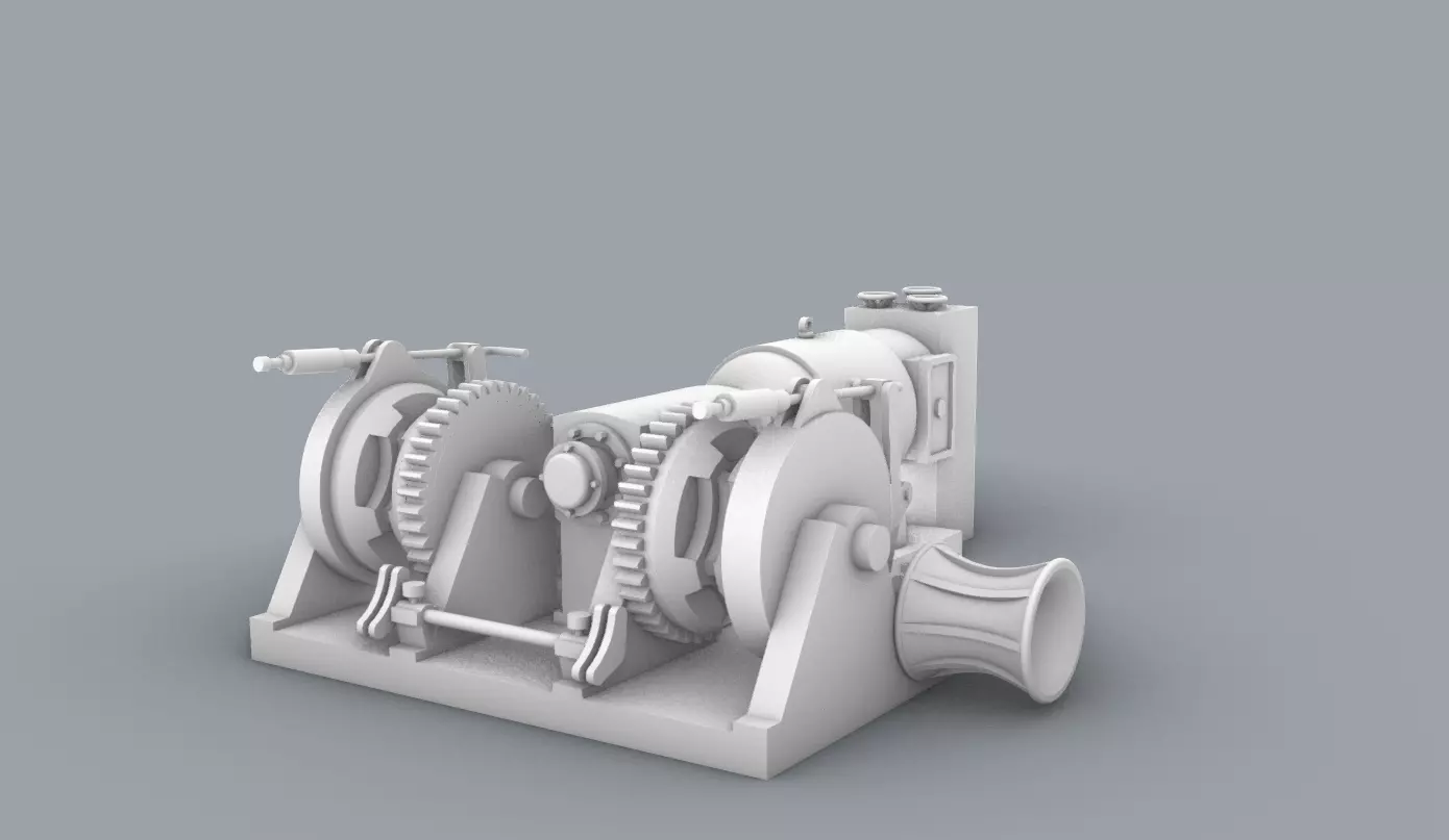 PM Double Drum Boat Anchor Winch Windlass ANSALDO 3D print model