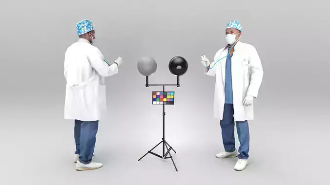 African-American doctor with diagnostic tool 400 Low-poly 3D model