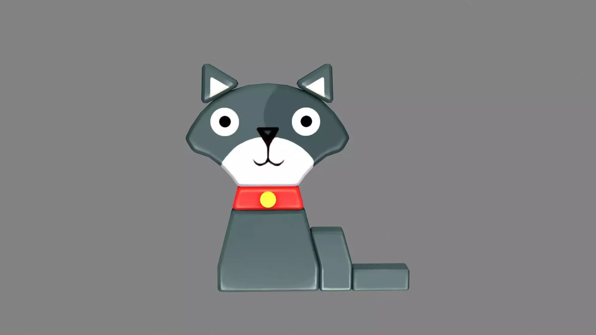 Animal shape blocks - Black cat toys Low-poly 3D model_0