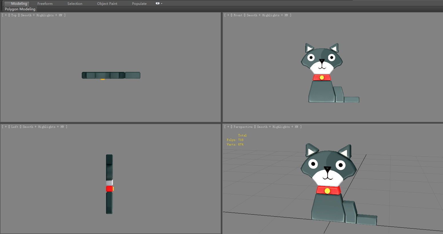 Animal shape blocks - Black cat toys Low-poly 3D model_4