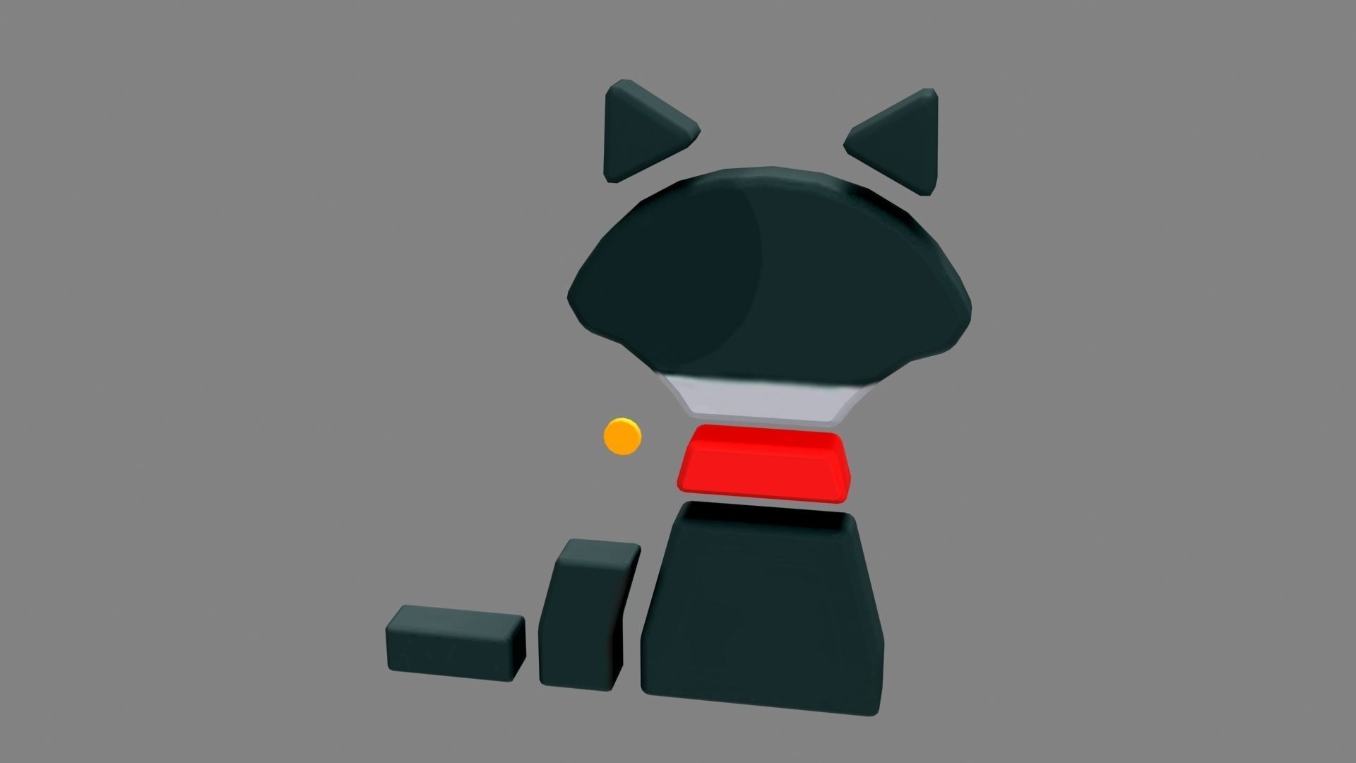 Animal shape blocks - Black cat toys Low-poly 3D model_2